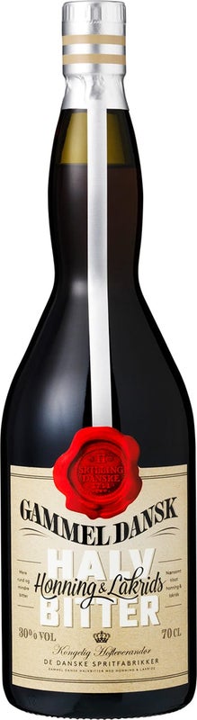 Gammel Dansk Halvbitter Honning/Lakrids | 30% | 0,70 l